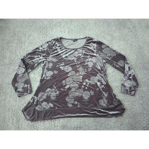 The Pyramid Collection Top Womens 2 Mauve Floral Long Sleeve Velvet